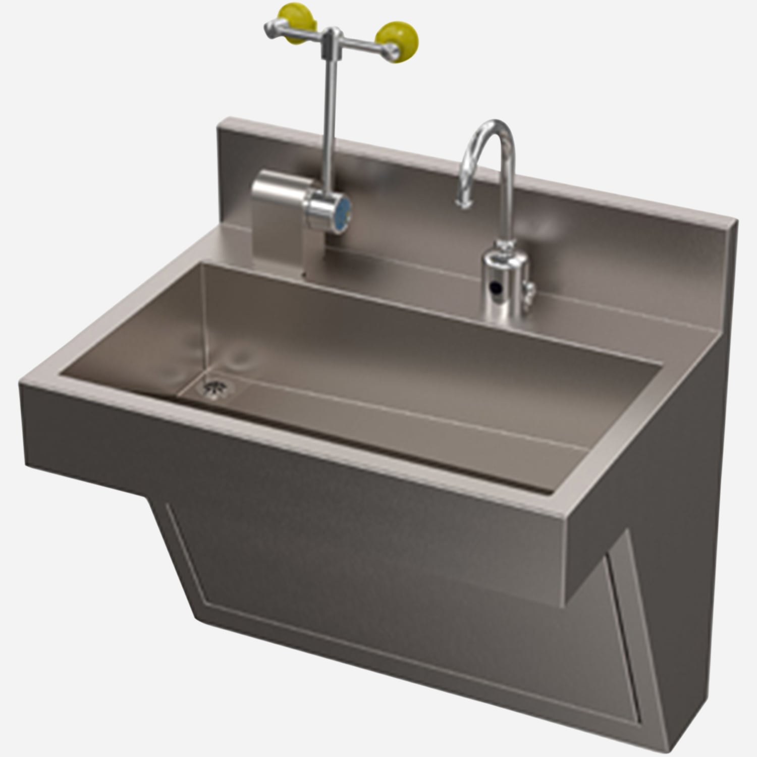 New Stainless Steel Scrub Sink With Eye/Face Wash - Whitehall Mfg