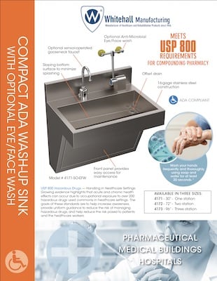 New Stainless Steel Scrub Sink With Eye/Face Wash - Whitehall Mfg